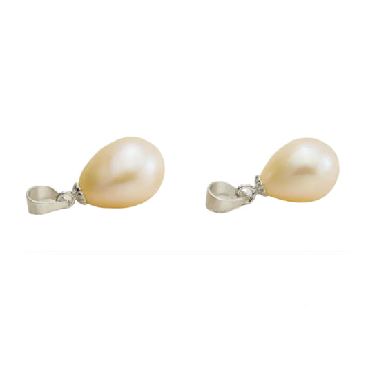 Colgante de oro blanco de 18k con perla australiana natural Tamaño 9 mm