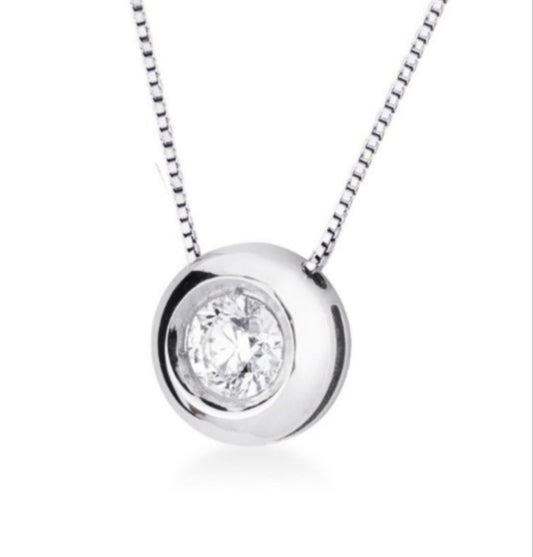 Colgante de punta de luz en forma de cebolla en oro blanco de 18 k y diamante natural de 0,10 ct