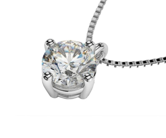 Colgante punto de luz en oro blanco de 18 k con diamantes naturales de 0,10 ct