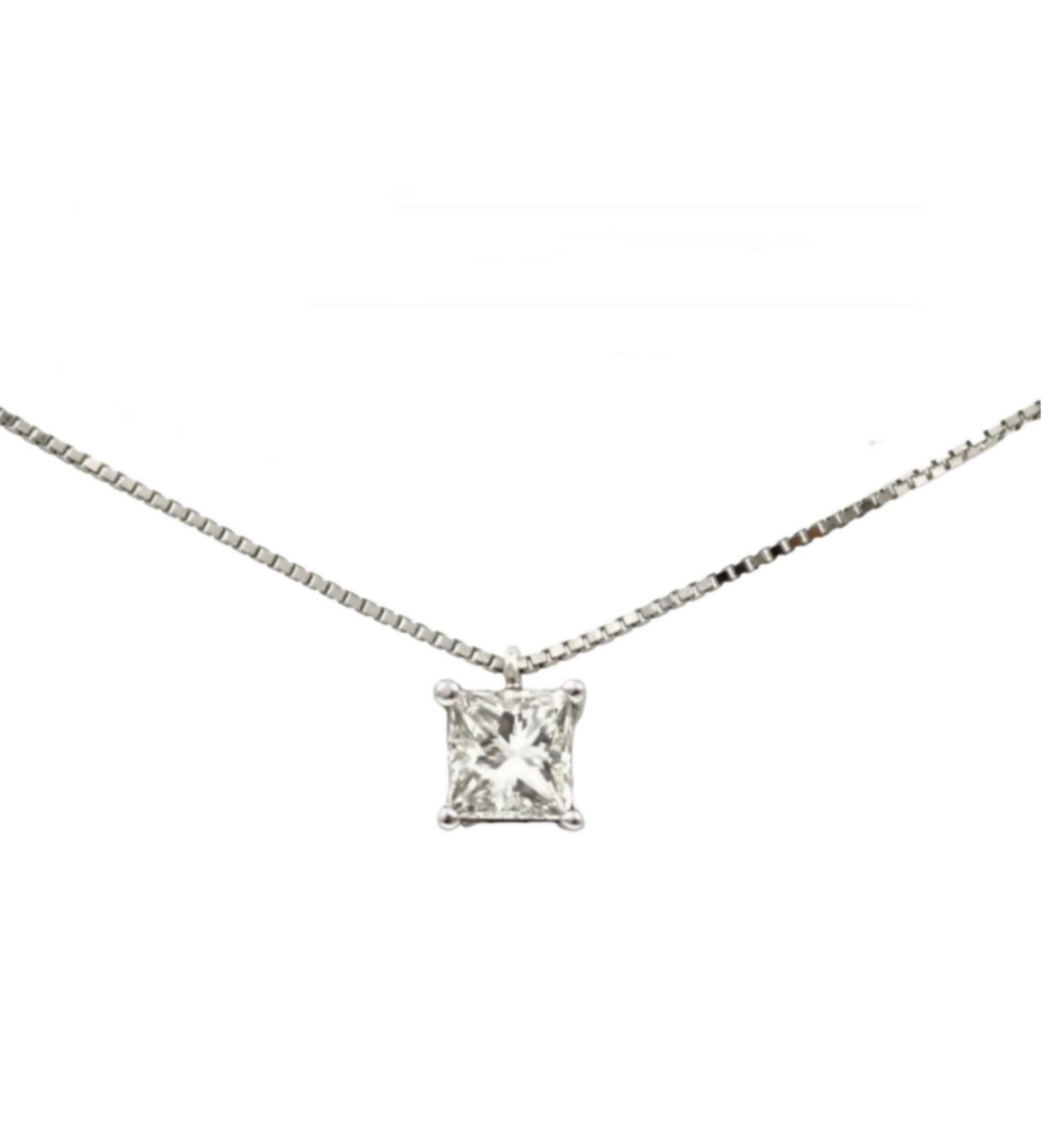Punto de luz colgante en oro blanco y diamante natural talla princesa 0,25ct