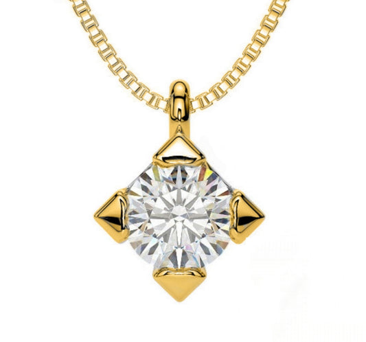 Colgante de punto de luz cuadrado en oro amarillo de 18 k con diamantes naturales de 0,25 ct