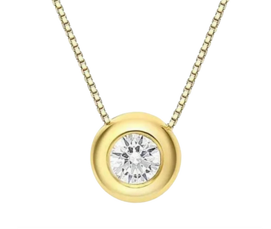 Colgante de oro amarillo de 18 k con forma de cebolla y diamante natural de 0,30 ct