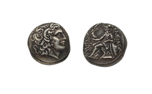 Moneda de plata antigua 999,9 grecia, rey de tracia 305-281 a.C. Ilisímaco
