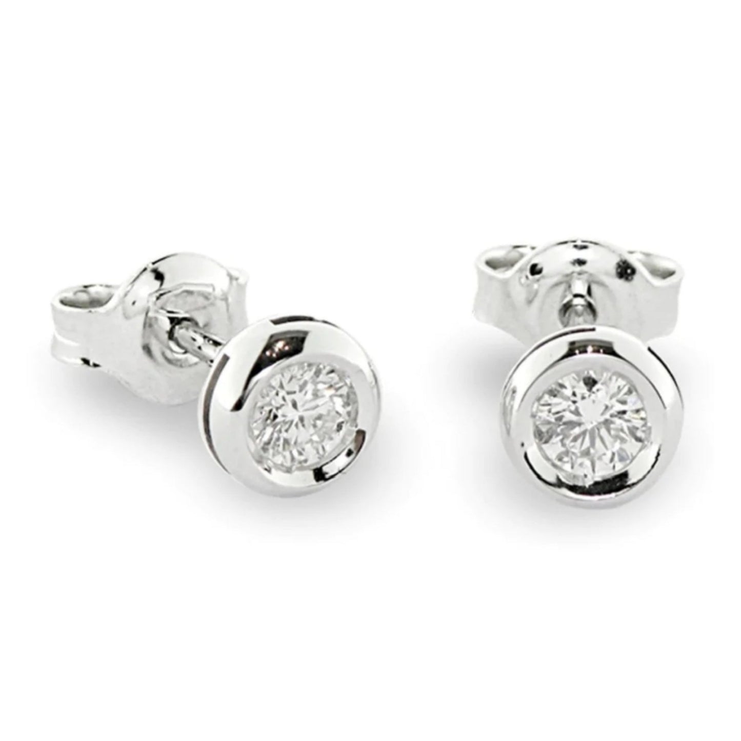 orecchini punto luce a cipollina in oro bianco 18k e 2 diamante naturali 0,30 ct