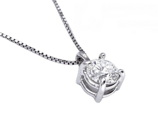 Collar de punto de luz con certificación HRD en oro blanco con diamante natural E VS1 de 0,12 ct