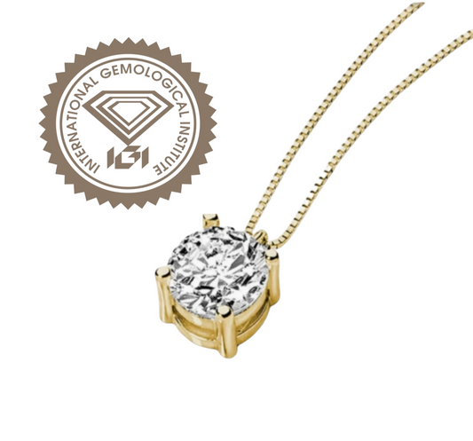 Colgante punto de luz en oro amarillo de 18k y diamante natural de 0,25 ct