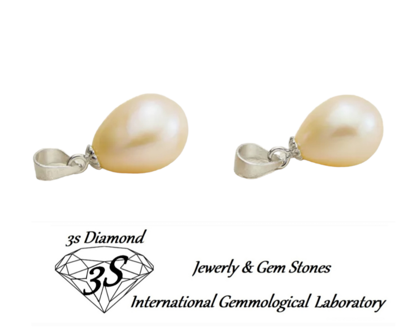 Colgante de oro blanco de 18k con perla australiana natural Tamaño 9 mm