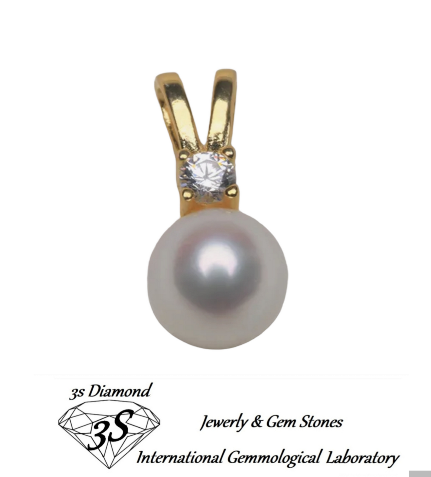 Colgante de oro con perla australiana natural y diamante natural de 0,10 ct