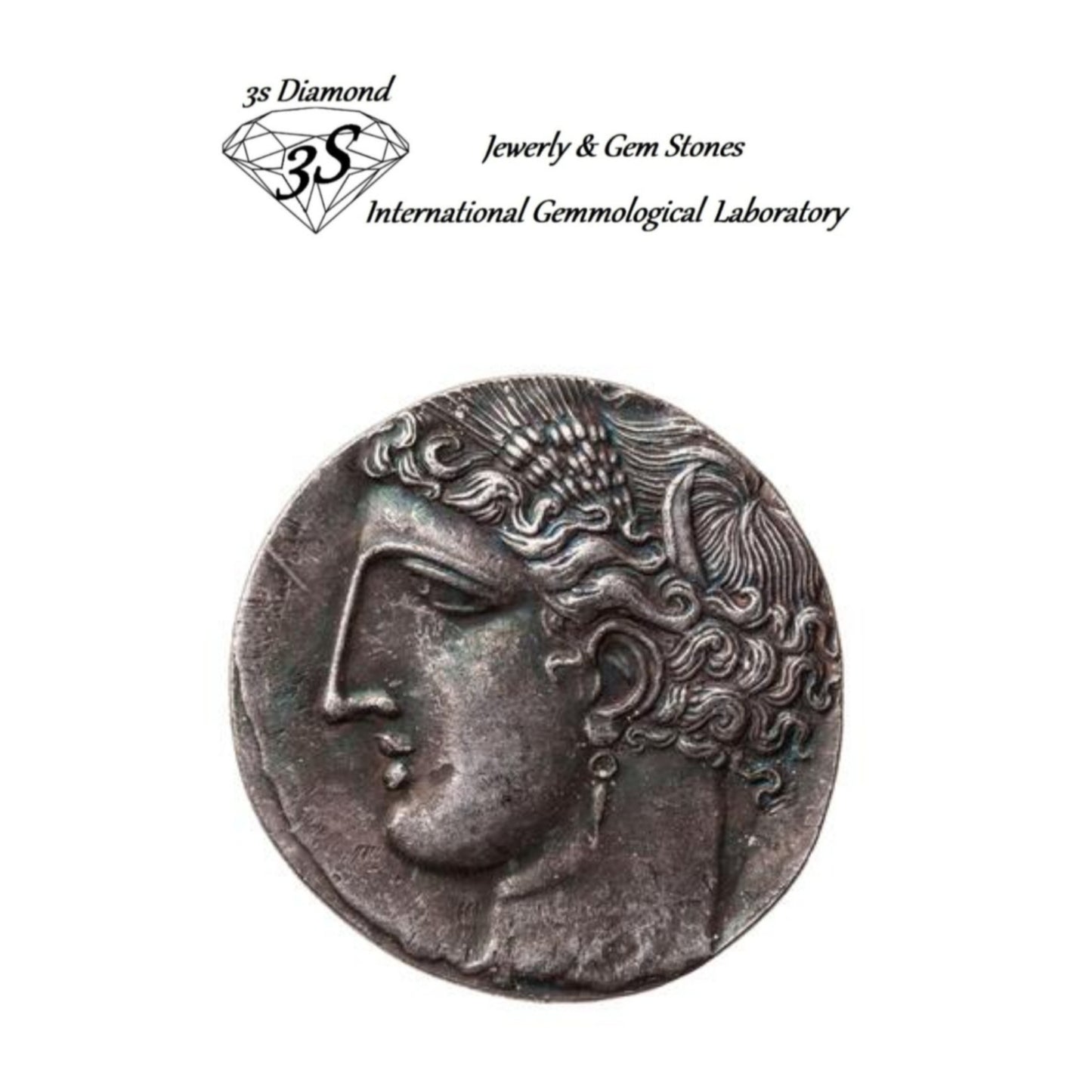 Monedas griegas antiguas de plata 999,9, que representan a Tanit y a Pegaso alado, 5 siclos, 264-260 a. C.