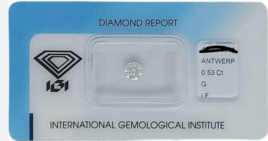 Diamante con certificación IGI Talla brillante 0,53 ct G IF