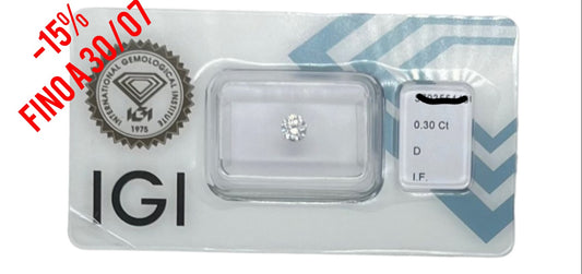 Diamante natural certificado IGI 0,30 ct D IF