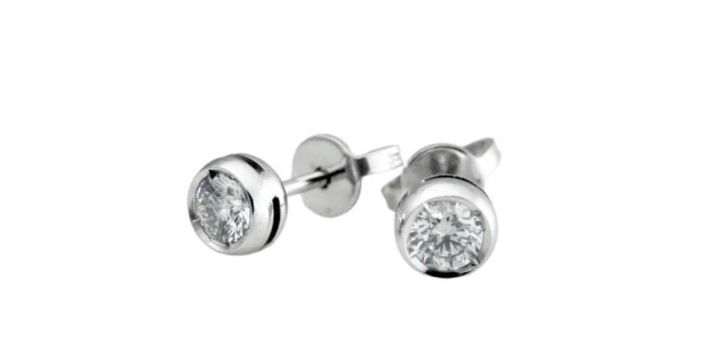 orecchini punto luce a cipollina certificato HRD in oro bianco 18k e 2 diamanti naturali 0,54 ct