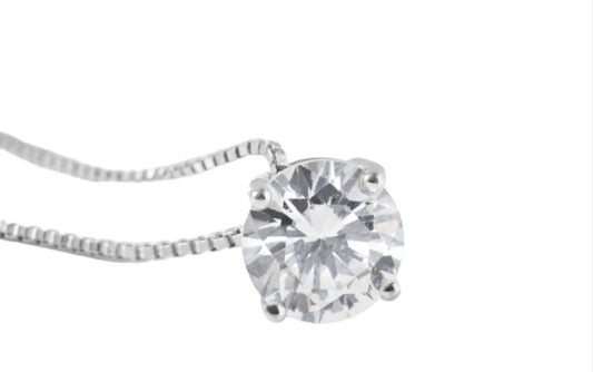 Colgante punto de luz certificado HRD en oro blanco con diamante natural de 0,31 ct