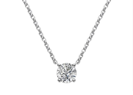 Colgante de punto de luz con certificación HRD en oro blanco y diamante natural de 0,39 ct