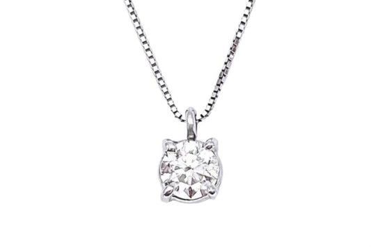 Colgante punto de luz certificado HRD En oro blanco y diamante natural de 0,15 ct