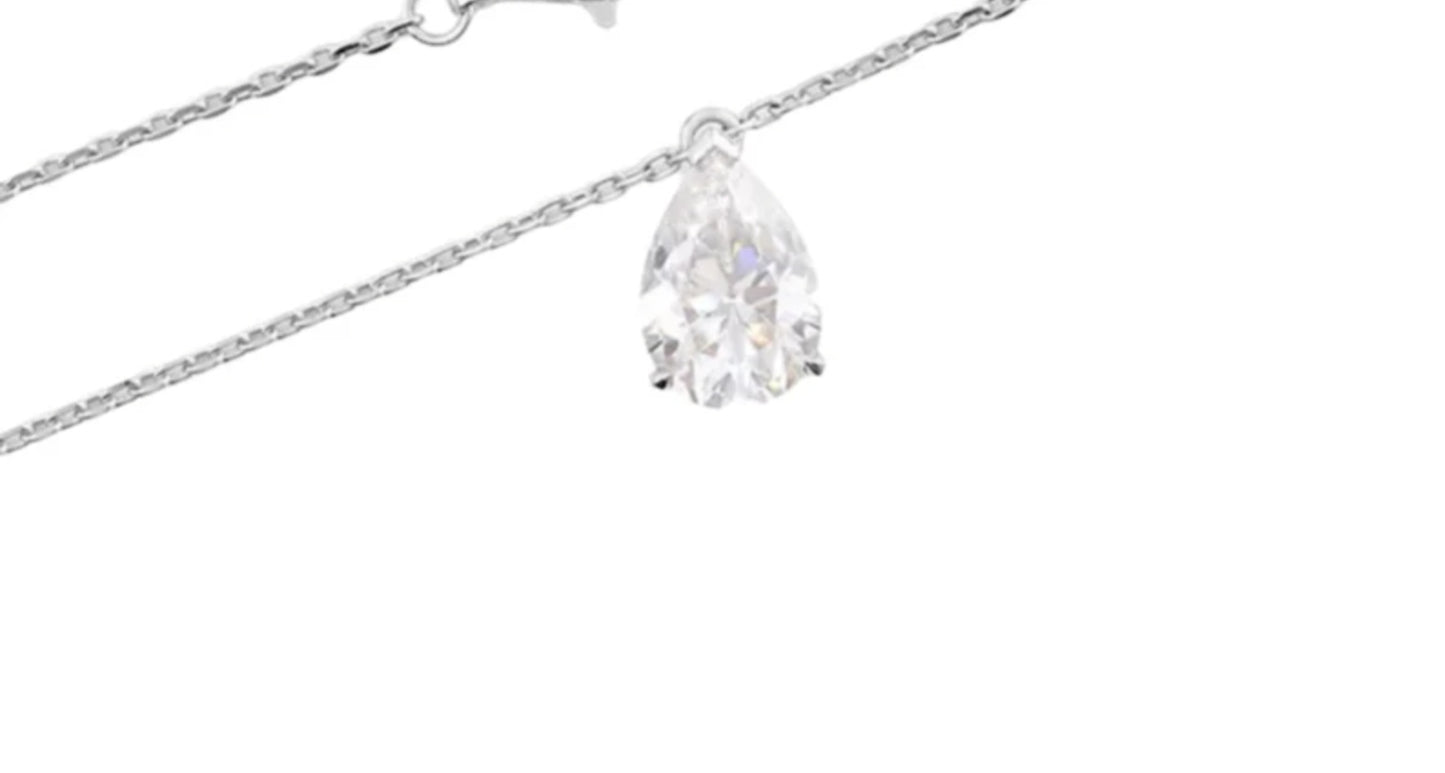 Colgante de punto de luz con corte de gota certificado por HRD en oro blanco y diamante natural de 0,20 ct