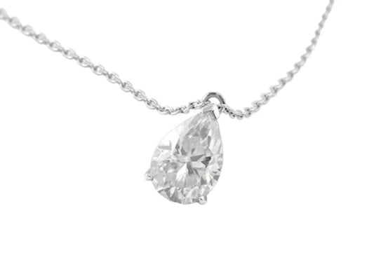 Colgante de punto de luz con corte de gota certificado por HRD en oro blanco y diamante natural de 0,20 ct