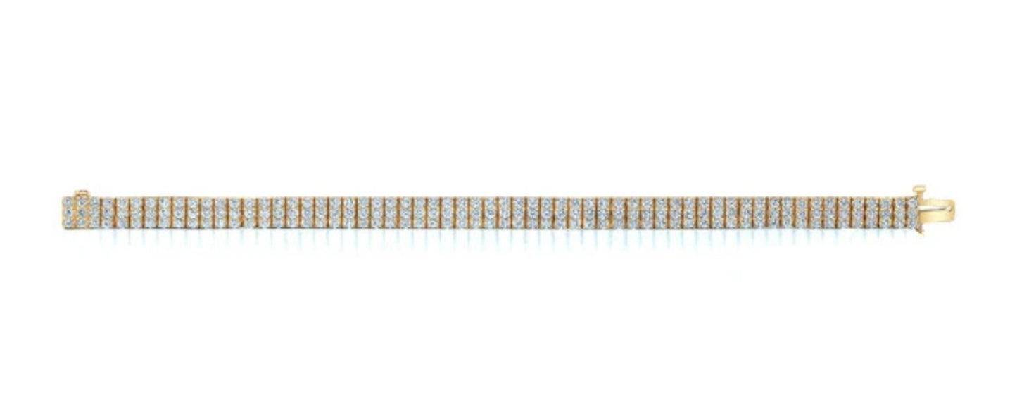 Bracciale tennis in 3 Fila diamante naturale Taglio Rotondo  6.72CT
