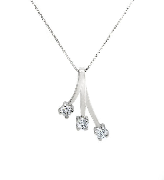 ciondolo trilogy in oro bianco 18k e 3 diamanti naturali 0,60ct