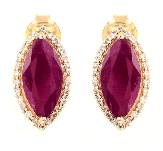 Orecchini - 18carati Oro giallo - 2.27ct. tw. Rubino - Diamante