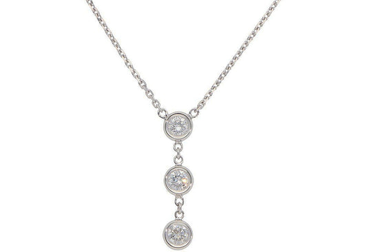 Collar trilogía oro blanco 18k con 3 diamantes naturales 0,30ct