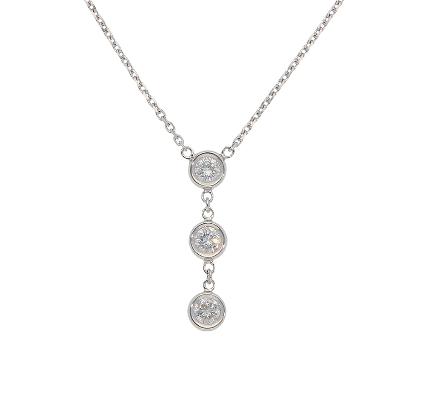 Collar trilogía oro blanco 18k con 3 diamantes naturales 0,30ct