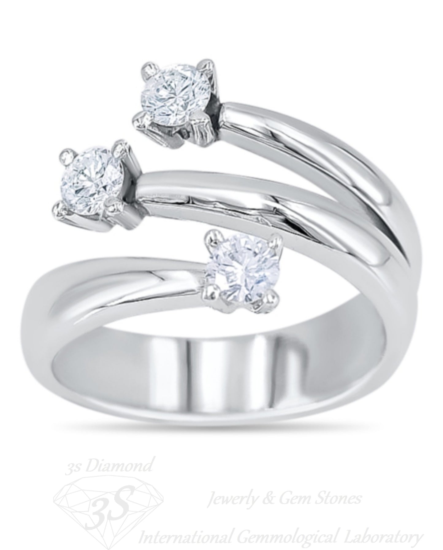 anello trilogy in oro bianco 18k e 3 diamanti naturali 0,45ct