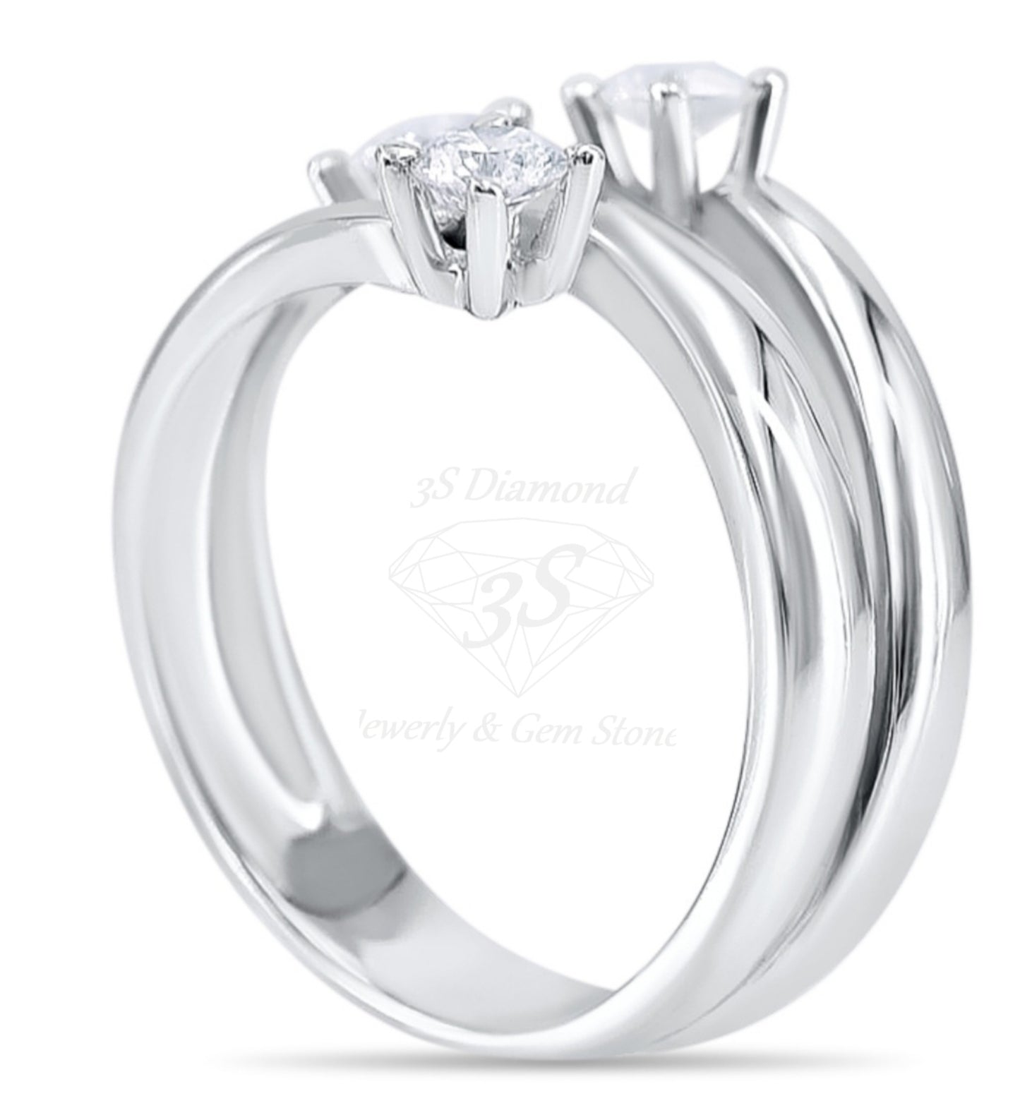 anello trilogy in oro bianco 18k e 3 diamanti naturali 0,45ct