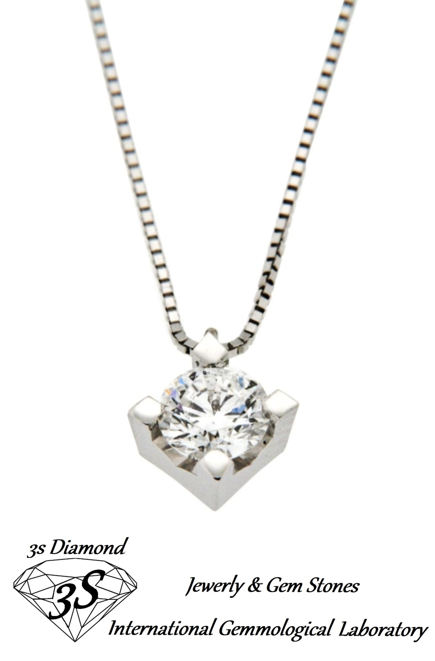 Colgante de punto de luz cuadrado en oro blanco de 18 k con diamantes naturales de 0,10 ct