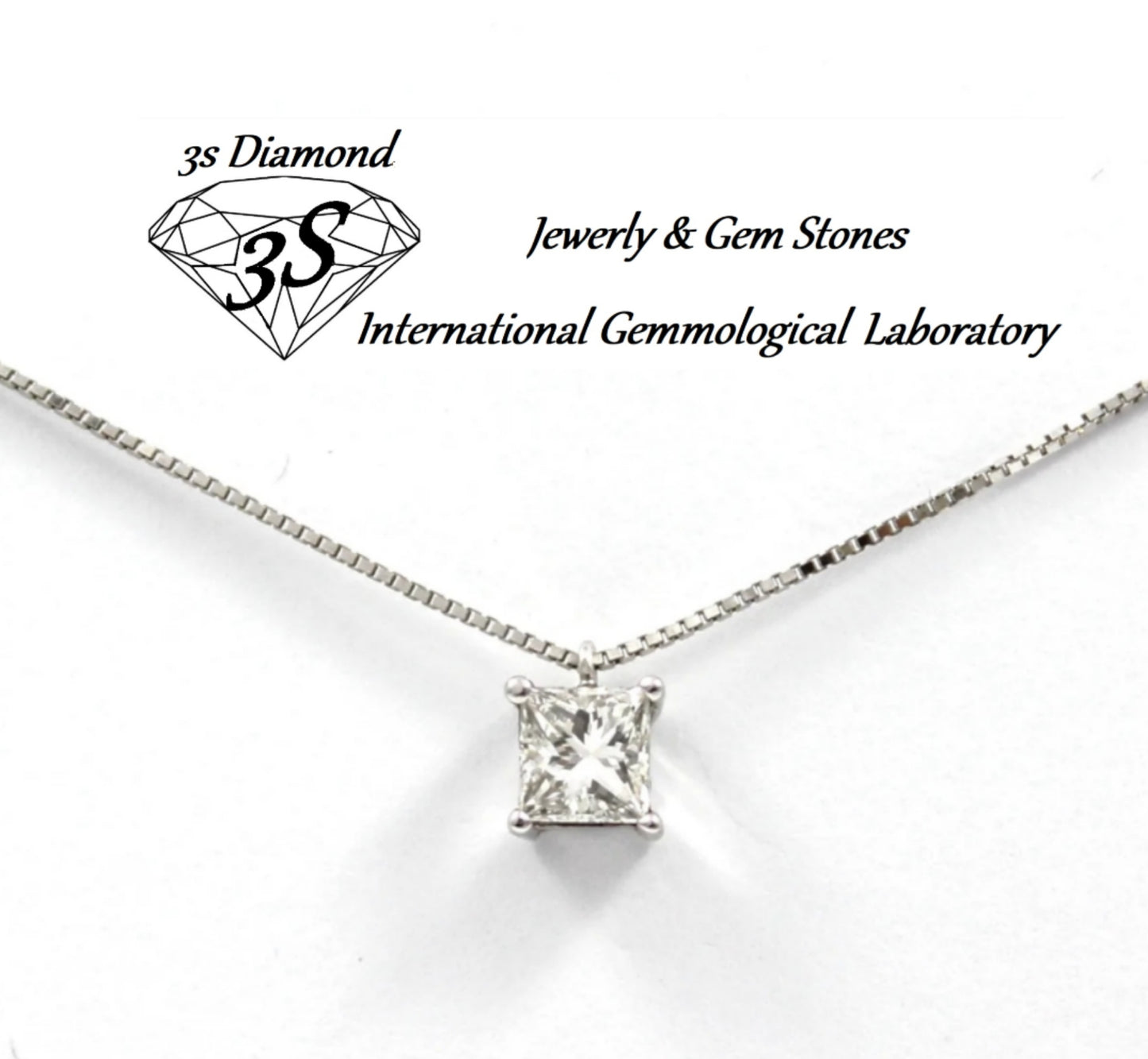 Punto de luz colgante en oro blanco y diamante natural talla princesa 0,25ct