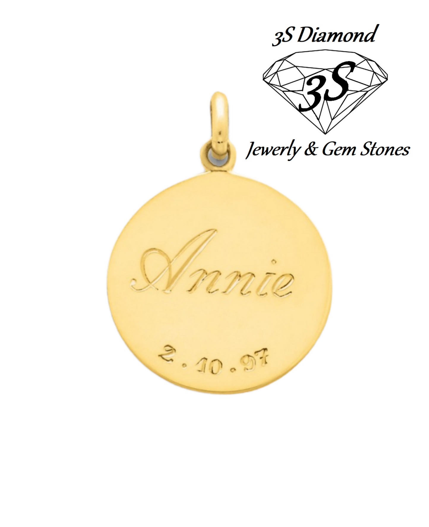 Colgante personalizado oro 18k redondo 2cm