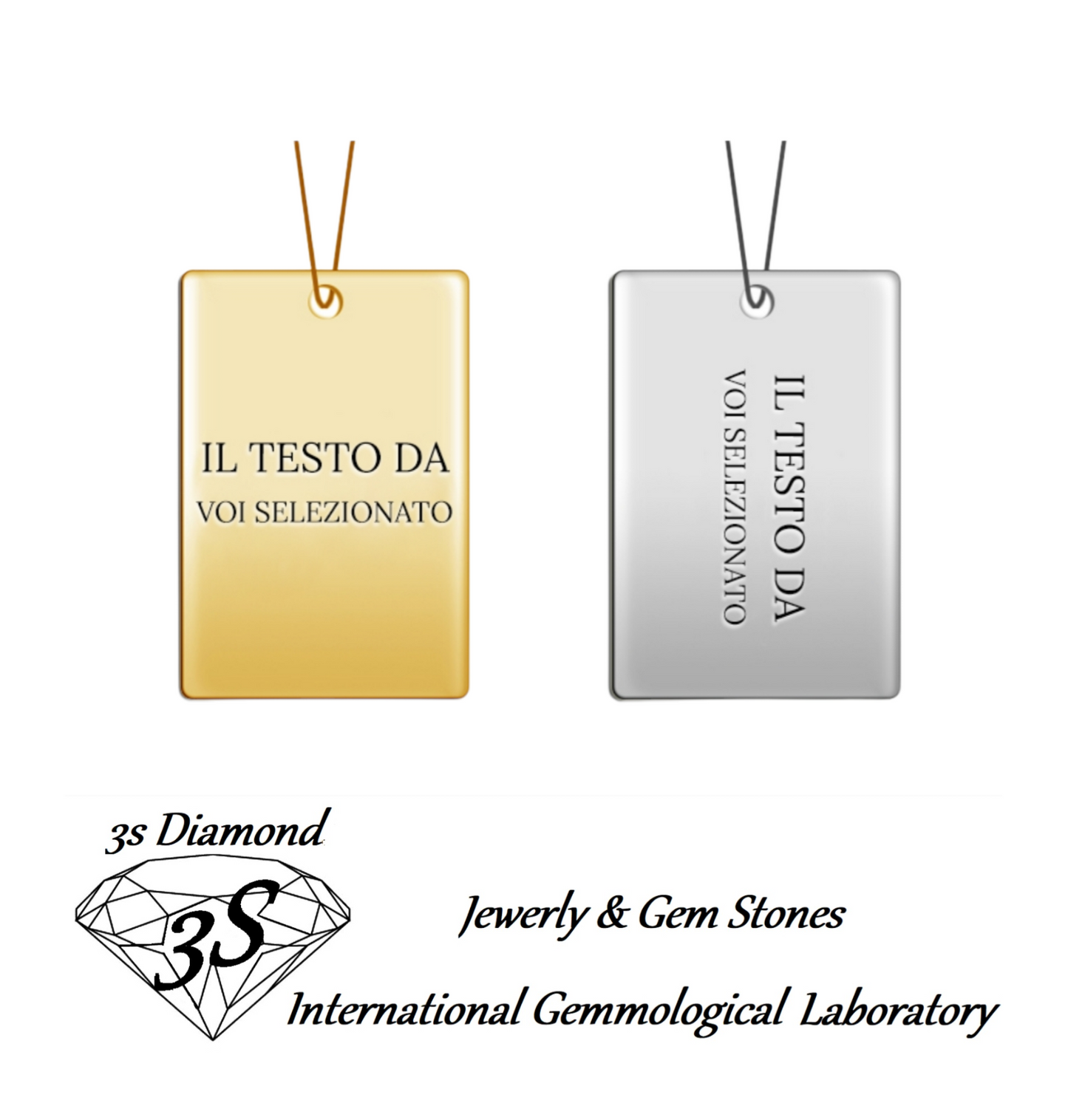 Colgante personalizado oro amarillo 18k cuadrado para grabar