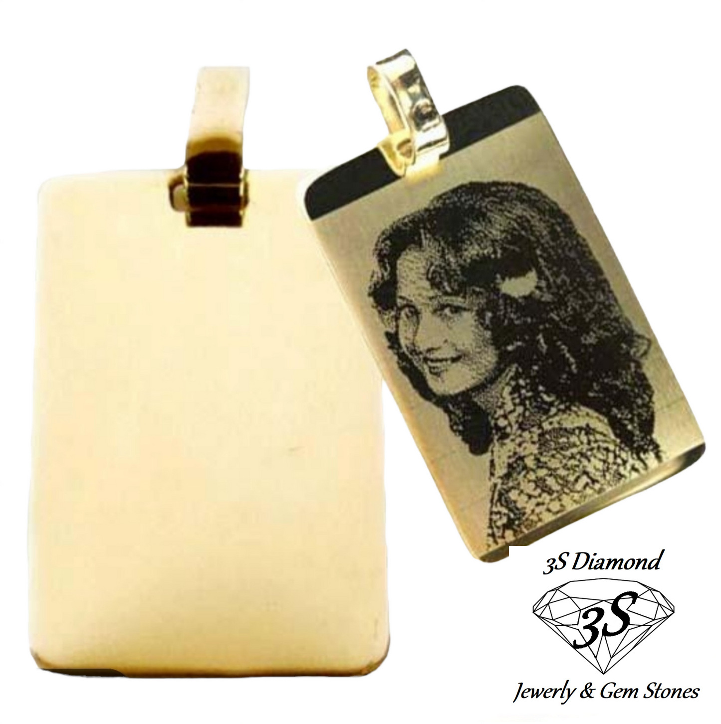 Colgante personalizado oro amarillo 18k cuadrado para grabar