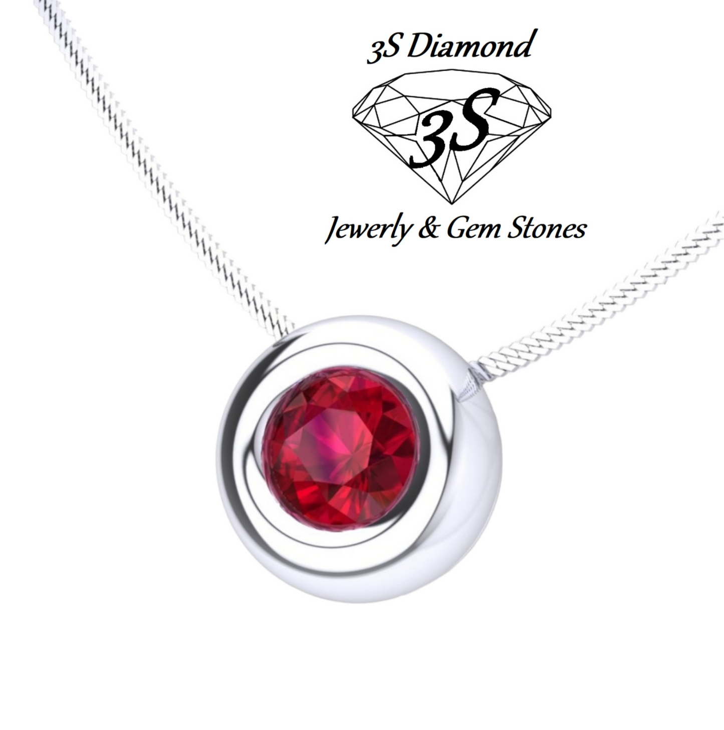Colgante de cebolla en oro blanco de 18 k con rubí natural de 0,30 ct