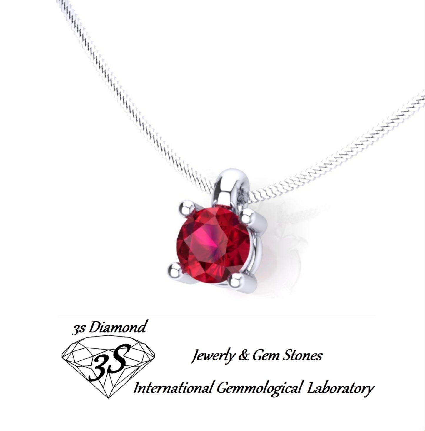 Colgante punto de luz en oro blanco de 18k y rubí natural de 0,50 ct
