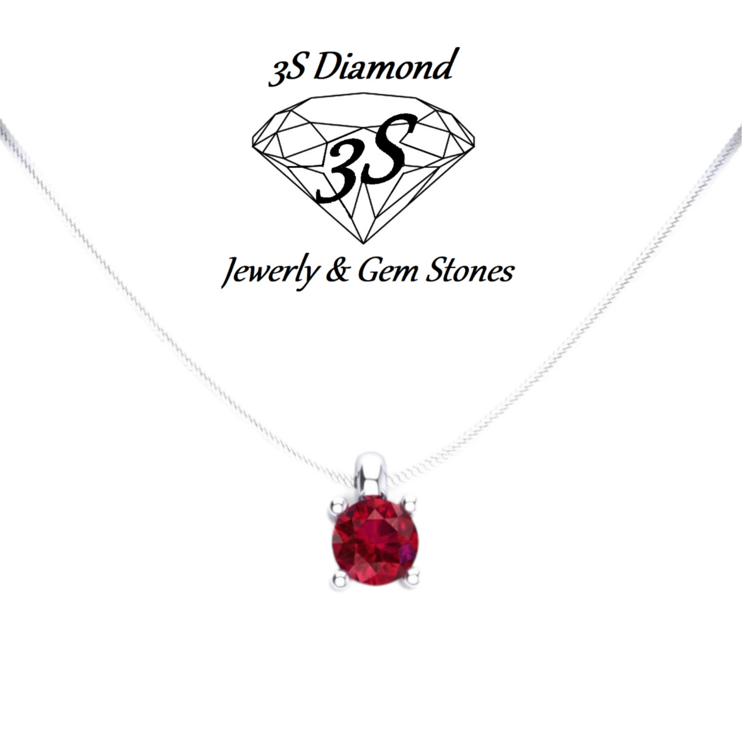 Colgante punto de luz en oro blanco de 18k y rubí natural de 0,50 ct