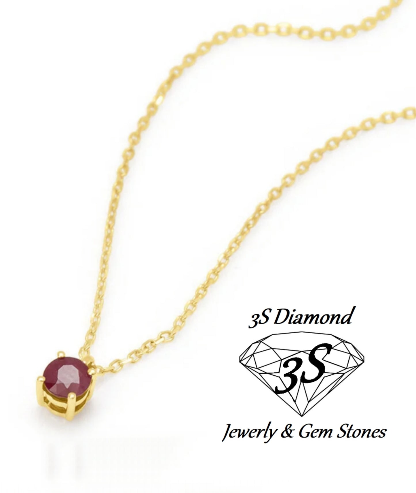 Colgante punto de luz en oro blanco de 18k y rubí natural de 0,50 ct