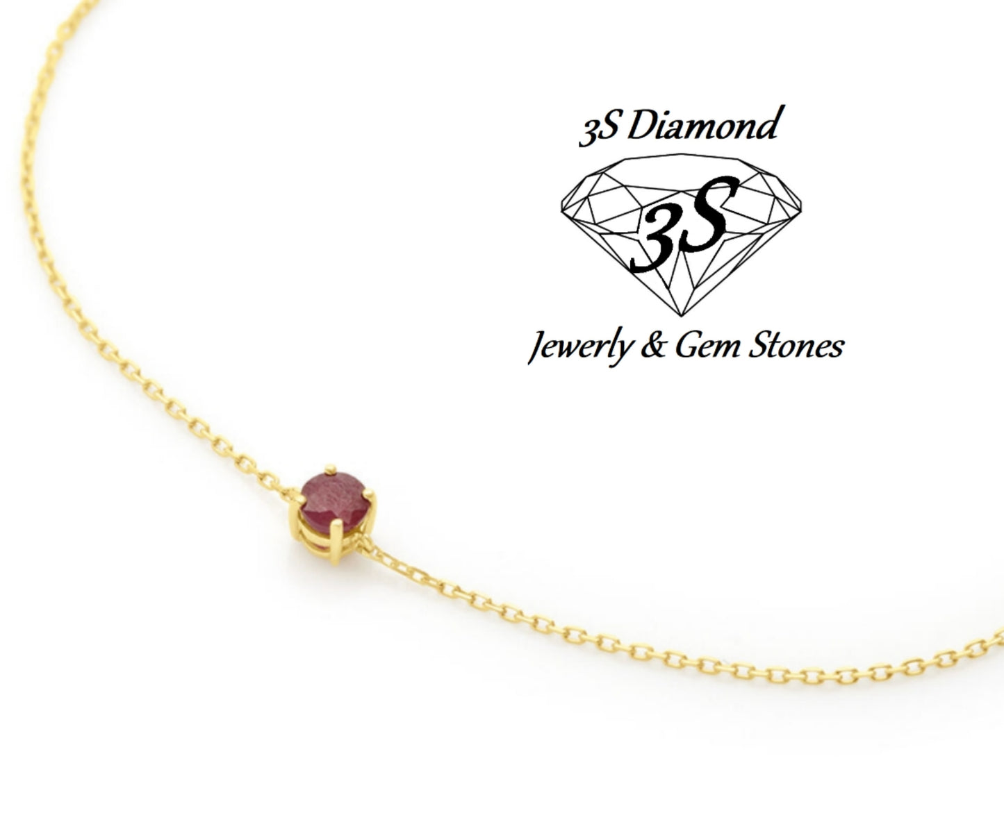 Colgante punto de luz en oro blanco de 18k y rubí natural de 0,50 ct