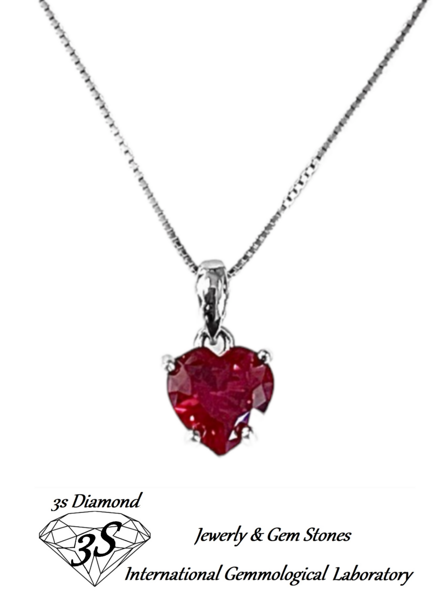 Colgante de punto de luz en oro blanco de 18 k y rubí natural talla corazón de 0,90 ct