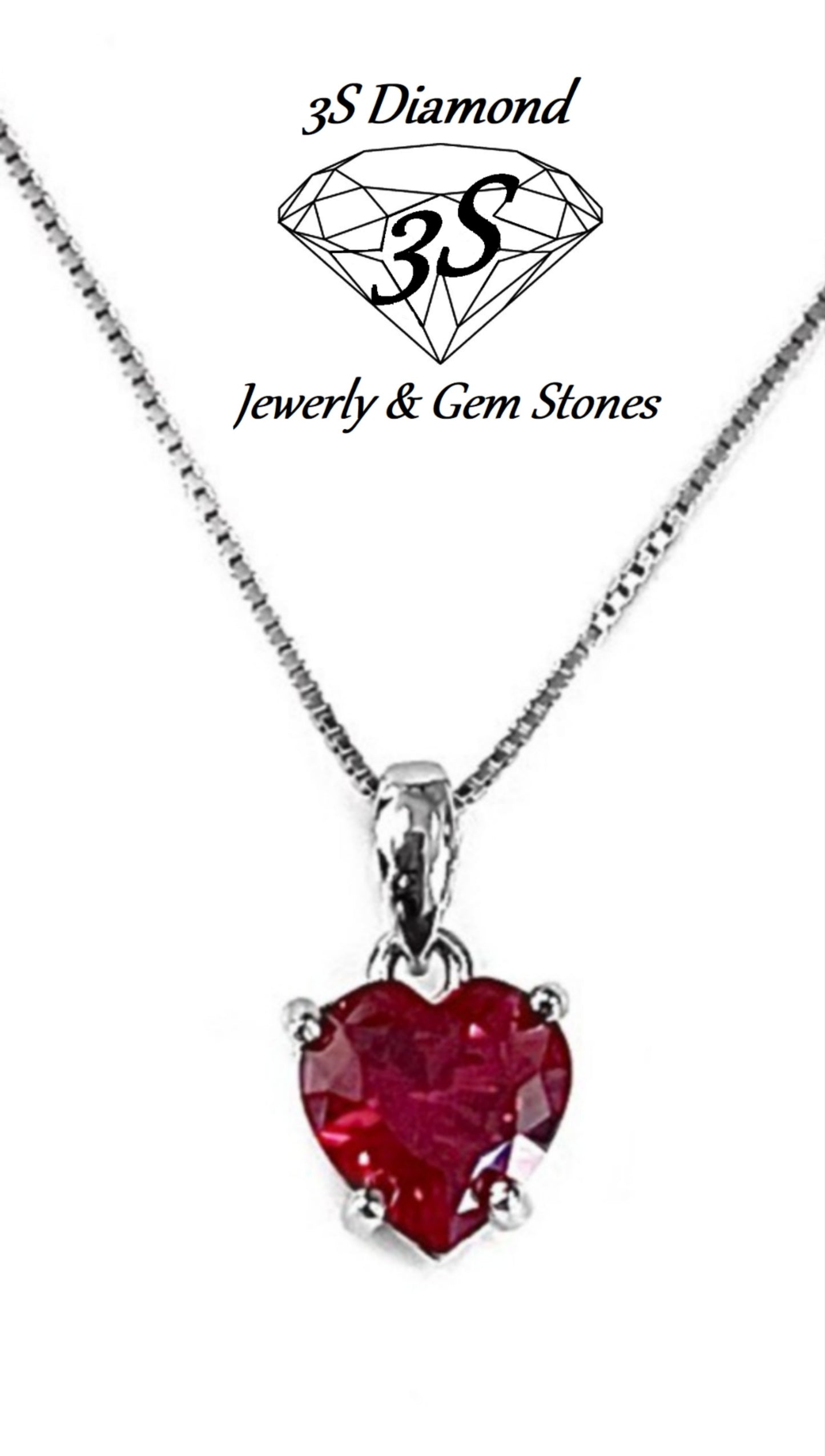 Colgante de punto de luz en oro blanco de 18 k y rubí natural talla corazón de 0,90 ct