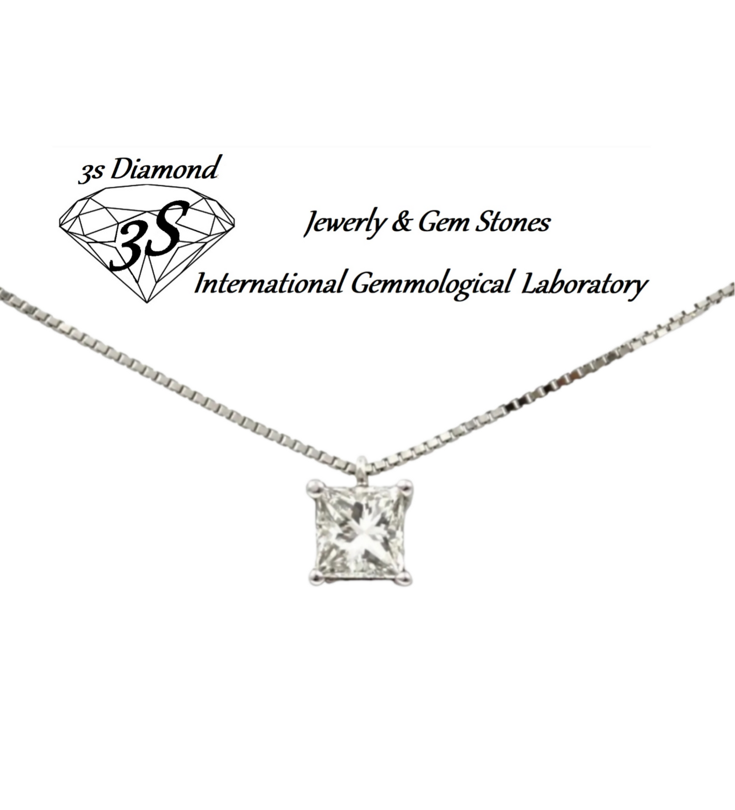 Punto de luz colgante en oro blanco y diamante natural talla princesa 0,25ct
