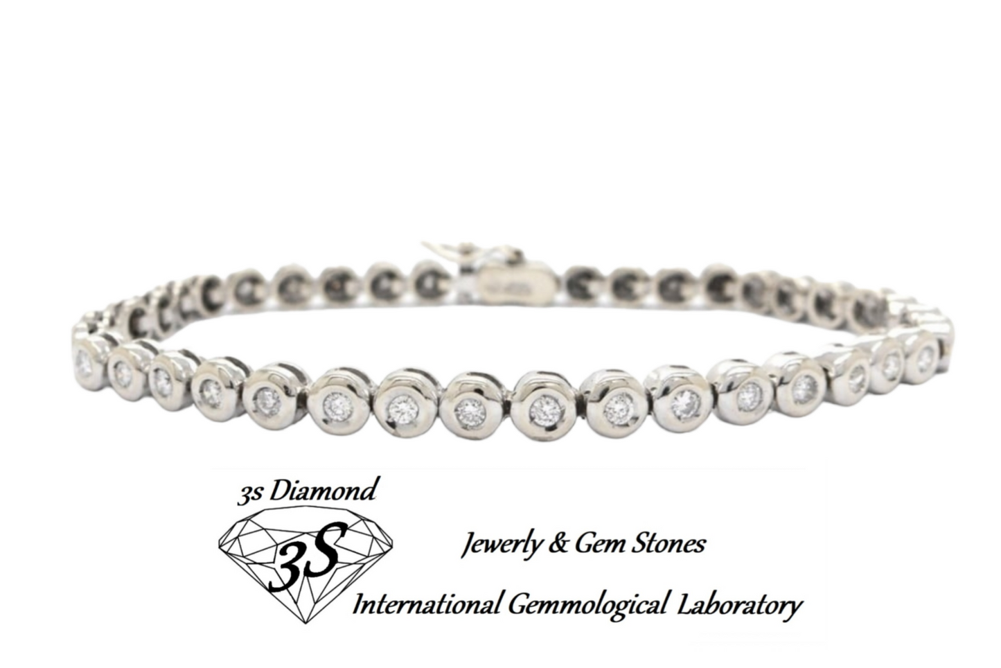 bracciale tennis a cipollina in oro bianco 18k e diamanti naturali 5,00ct