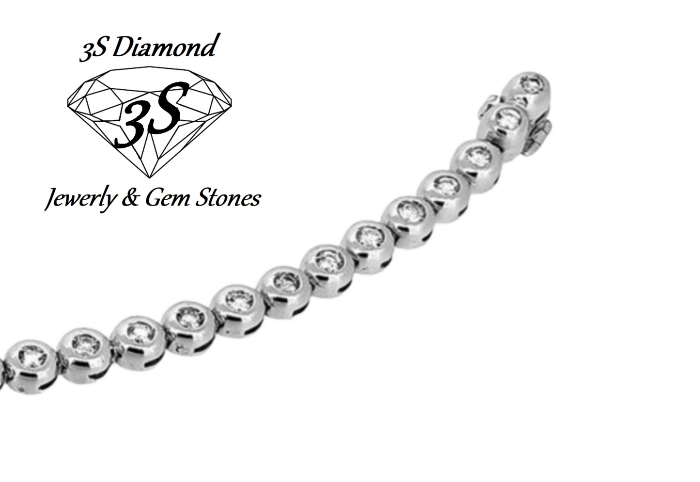 bracciale tennis a cipollina in oro bianco 18k e diamanti naturali 5,00ct