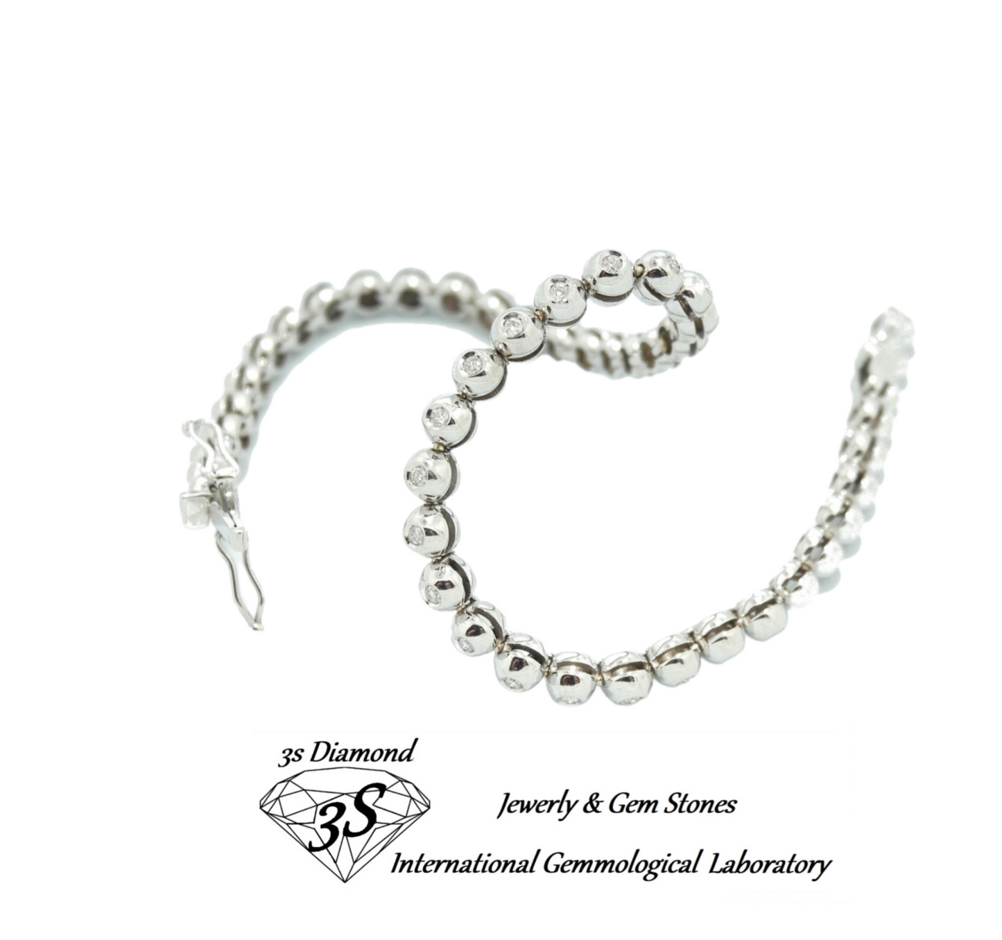 bracciale tennis a cipollina in oro bianco 18k e diamanti naturali 5,00ct