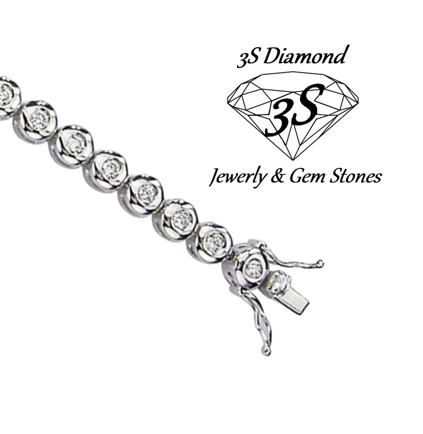 bracciale tennis a cipollina in oro bianco 18k e diamanti naturali 5,00ct