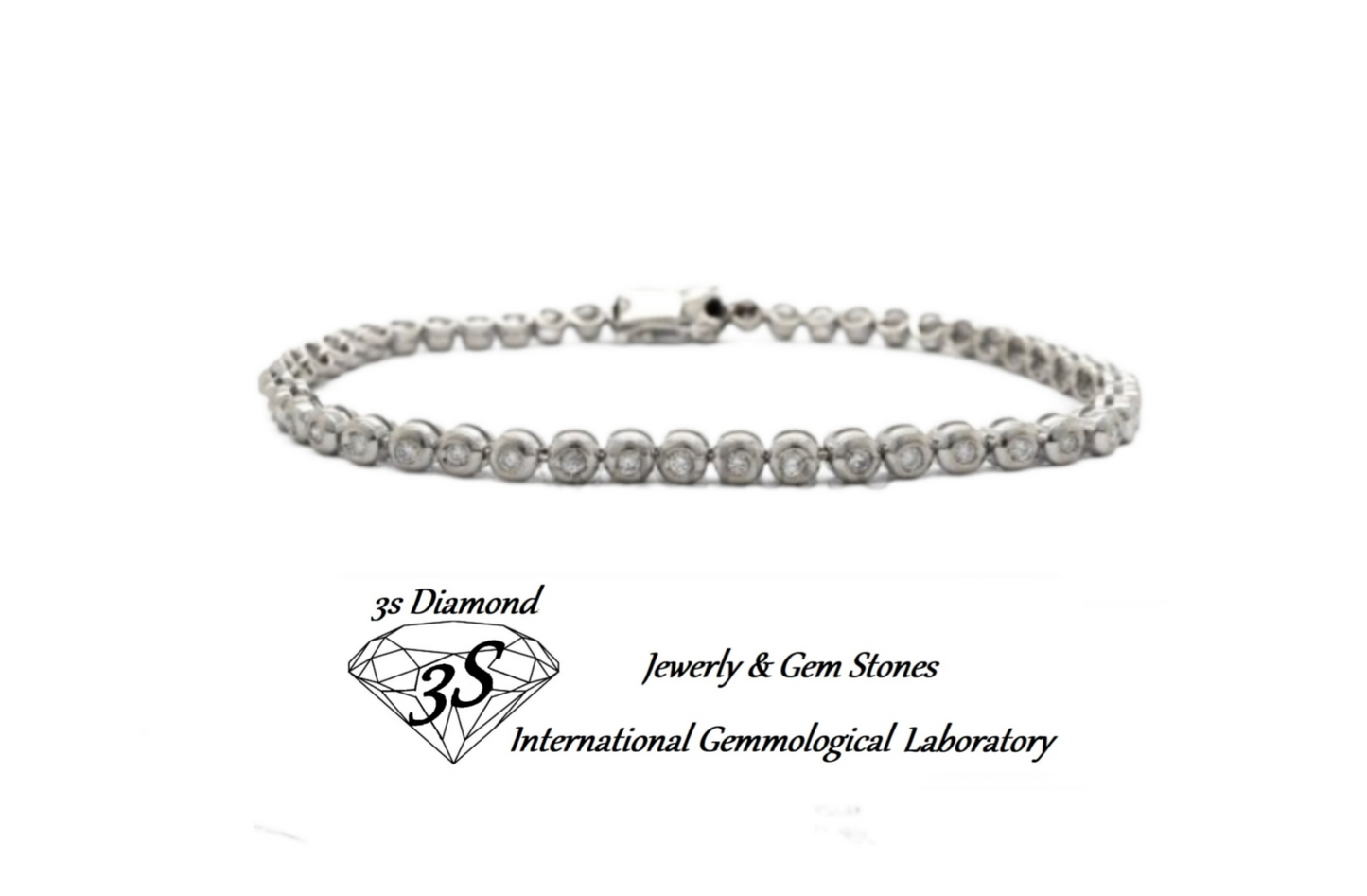 bracciale tennis a cipollina in oro bianco 18k e diamanti naturali 5,00ct