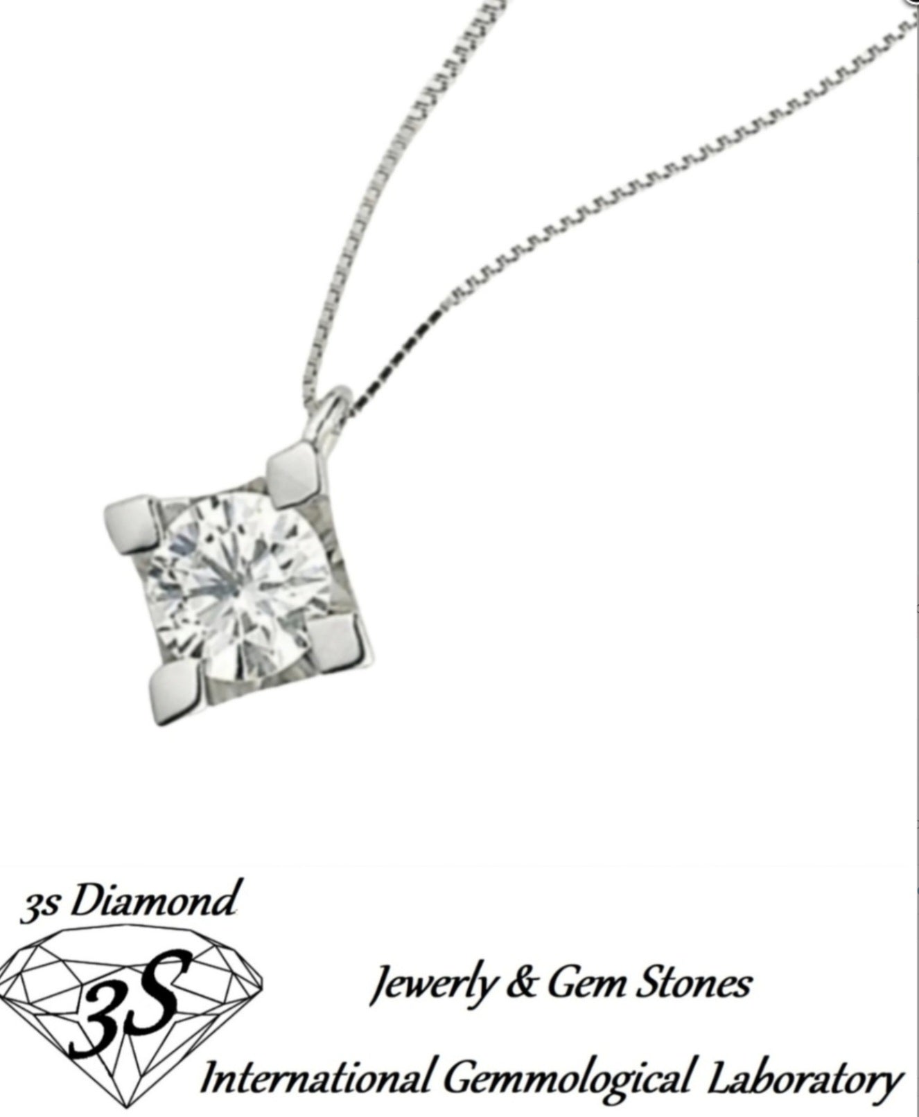Colgante de punto de luz cuadrado en oro blanco de 18 k con diamantes naturales de 0,10 ct