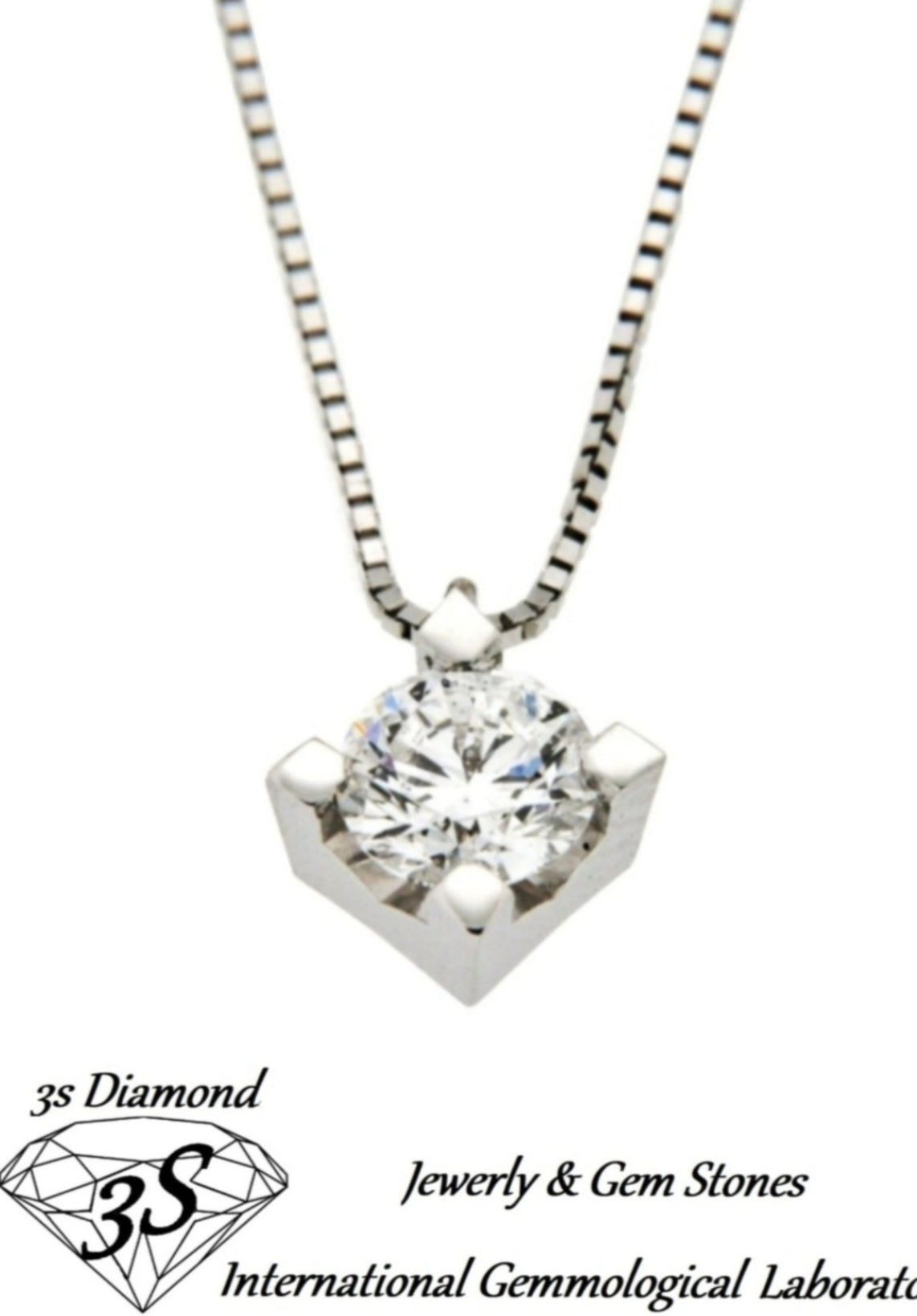 Colgante de punto de luz cuadrado en oro blanco de 18 k con diamantes naturales de 0,10 ct