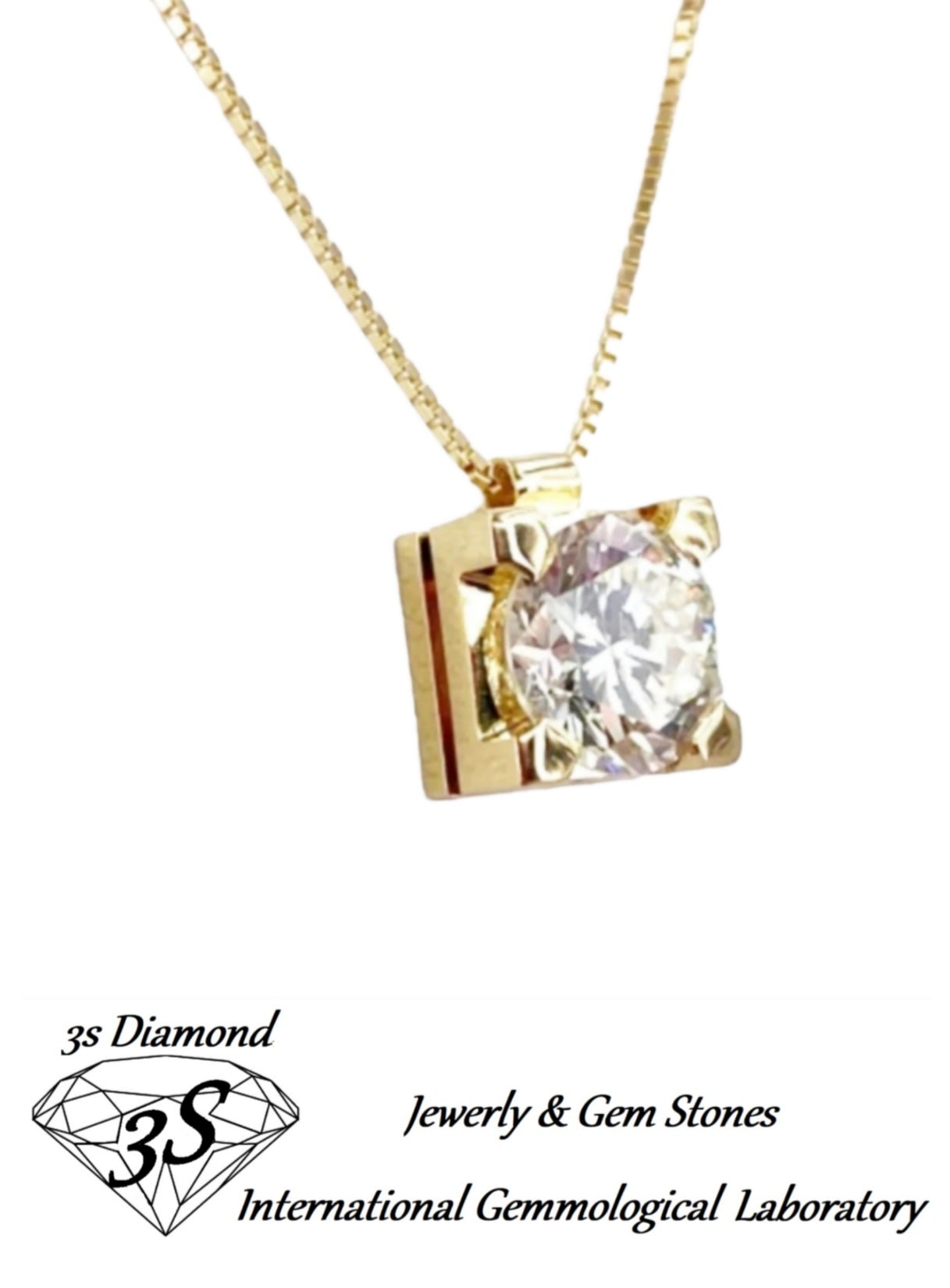 Colgante de punto de luz cuadrado en oro blanco de 18 k con diamantes naturales de 0,10 ct