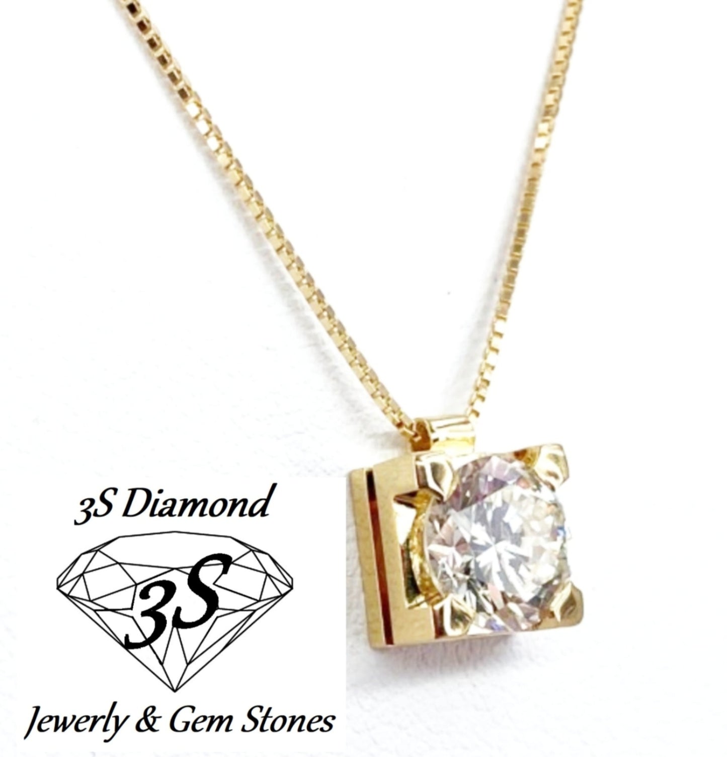 Colgante de punto de luz cuadrado en oro blanco de 18 k con diamantes naturales de 0,10 ct